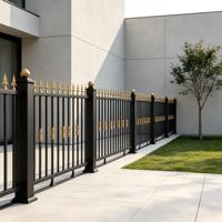 Panneau de clôture de jardin en alliage d'aluminium noir et or de luxe, personnalisé, à pointe ornementale, résistant à la rouille, pour villa, jardin extérieur, cour.