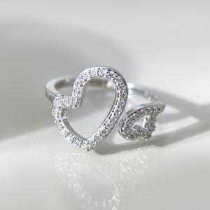 Anillo de Corazón de Plata de Ley S925 al por Mayor con Diamantes, Corte Brillante, Elegante Anillo de Compromiso, Pedido al por Mayor - Product Image 5