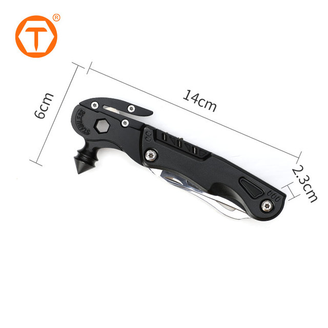 SINOTOOLS Multitool Multifunction Stainless Steel Hammer Multi Travel Tools with Led Light
