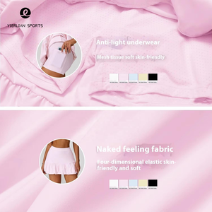 Ropa activa de lujo para <span class=keywords><strong>mujer</strong></span>, ropa deportiva transpirable, conjuntos de Yoga, faldas de <span class=keywords><strong>tenis</strong></span> para Fitness, conjunto de falda y Top para <span class=keywords><strong>mujer</strong></span> con pantalones cortos con bolsillos - Product Image 4