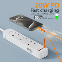 Multiprise de table avec 3 prises CA et 2 ports USB, 1,9 m, chargeur rapide PD20W