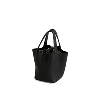 Sac seau en cuir bicolore grande capacité, style vintage minimaliste, avec cordon de serrage, double anse, léger, pour usage quotidien, sac fourre-tout, direct usine