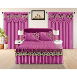 5 Piece Quilted Bed Skirt Set With <strong>Valances</strong> Luxury Lace Embroidery Bed Skirt Bed <strong>Sheets</strong> Set <strong>King</strong> <strong>Size</strong> Bedding Set With Curtains - Product Image 5