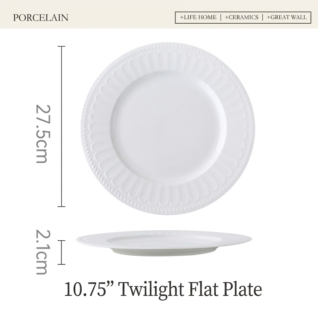 Assiette plate crépusculaire de 10,75 pouces