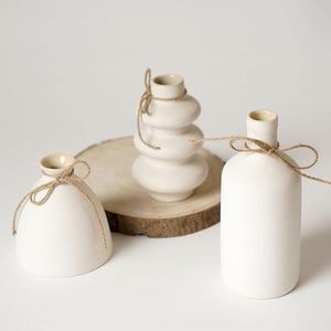 Florero Moderno de Cerámica Blanca, Florero de Porcelana para Mesa, Recipiente Decorativo Minimalista para Sala de Estar o Bodas - Product Image 2