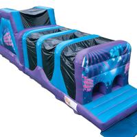 Parcours d'obstacles gonflable sur le thème de la nuit tropicale, en PVC, respectueux de l'environnement, équipement de jeu d'aventure pour les fêtes de plage pour enfants