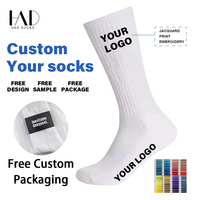 Chaussettes personnalisées avec logo, chaussettes de sport en jacquard tricoté, chaussettes de sport personnalisées blanches pour hommes, chaussettes de sport en coton pour la salle de sport