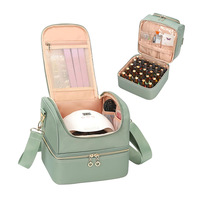 Sac de rangement pour vernis à ongles personnalisé, vente en gros d'usine, capacité de 45 flacons et lampe à ongles, organisateur de maquillage portable à bandoulière