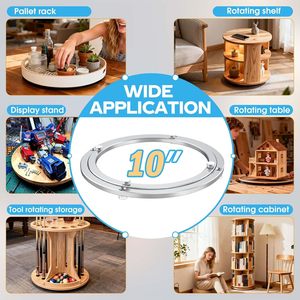 Усиленный 10-дюймовый поворотный механизм (Lazy Susan) из алюминиевого сплава с низким уровнем шума для обеденных столов, настольных систем хранения, демонстрационных стендов и верстаков - Product Image 3
