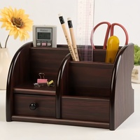 Organisateur de bureau de table en bois avec support de télécommande boîte de rangement de bureau à domicile décor artisanat organisateurs de tiroirs