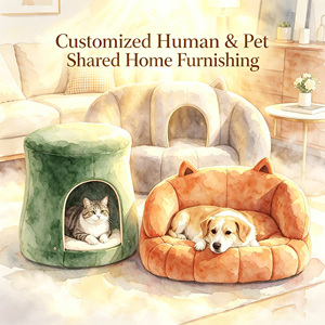 Multi-functional <b>Pet</b> <b>Sofa</b> with Cat Tunnels Soft Cushion Human Dog Cat Couch Bed Cozy Shared Furniture for <b>Pet</b> Owners Indoor Home - Product Image 1