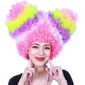 Renkli afro renkli boyalı fan peruk noel cadılar bayramı peruk Bar gösterisi parti başlık