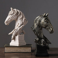 Décoration de bureau moderne pour la maison, sculpture d'animal en résine personnalisée, taille réelle, statue de tête de cheval en résine dorée vintage