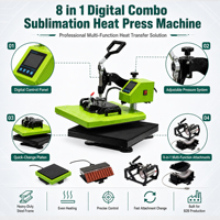 Machine de sublimation à transfert de chaleur 8 en 1 pour l'impression personnalisée de t-shirts, débardeurs et vêtements pour enfants