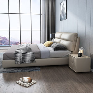 Letto Matrimoniale 1.8m con Struttura in Legno Massello, Rivestimento in Microfibra, Contenitore Alto, Design Nordico Moderno Minimalista, Letto Nuziale - Product Image 3