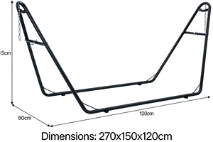 Universal <strong>Hammock</strong> Stand Only, Fits 9 to 14 <strong>Foot</strong> <strong>Hammocks</strong>, 600 Lbs Capacity, Double <strong>Hammock</strong> Stand for Outside (Glossy Jet Black) - Product Image 2