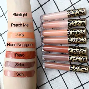 Lipstik Macan Tutul Logo Vendor Lipgloss, Lipstik Matte Pelembab Berkilau dengan Logo Warna Bibir Kustom