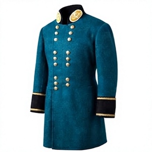 <b>Vintage</b> Men's Overcoat Woolen Frock <b>Coat</b> Embroidered Button Front Long Outerwear for Winter - Product Image 3