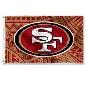 Bandera de ojal 3x5 con patrón Samoano de San Francisco 49ers personalizada de alta calidad