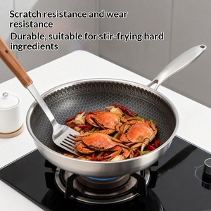 Ensemble d'ustensiles de cuisine de luxe de haute qualité, poêle en acier inoxydable 18/10, couvercle en verre, non revêtu, écologique, passe au lave-vaisselle - Product Image 4