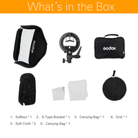 Kit Godox 80 * 80 cm Softbox nid d'abeille + support de montage de type S, support Bowens pour flash Speedlite Can** Softbox SFGV-G8080