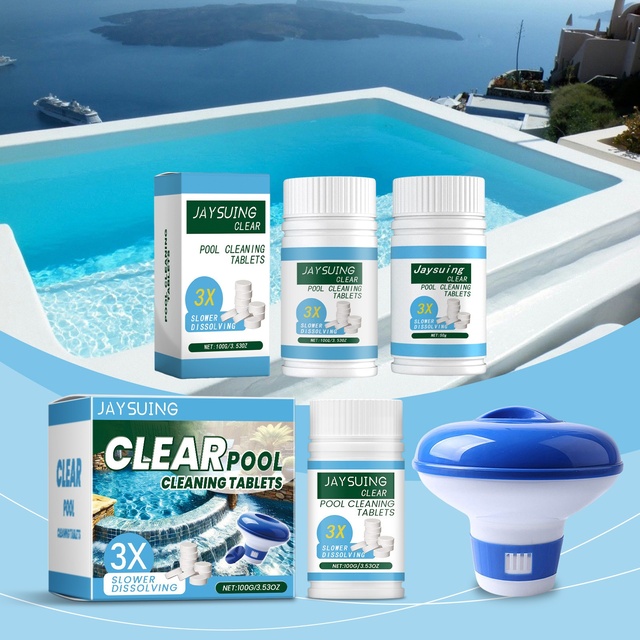 Jaysuing Non-Toxic Swimming Pool Effervescent Chlorine Tablets Quick-Dissolving Water Treatment