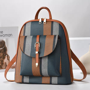 Lady's <b>Waterproof</b> Lightweight Large-Capacity Travel <b>Backpack</b> PU Material Contrasting Colors Ergonomic Back Support Fashion for - Product Image 4