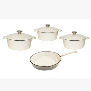 Cast Iron Enameled Cookware Set 7 Piece Non Stick Oven Safe Frying Pan <b>Saucepan</b> Kitchen Cooking Set - Product Image 4