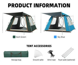 ใหม่เต๊นท์อ๊อกซ์ฟอร์ดกันน้ำสีฟ้า4ฤดู8คนเต็นท์เปิดอัตโนมัติสำหรับครอบครัวและการเดินทางคู่รัก - Product Image 6
