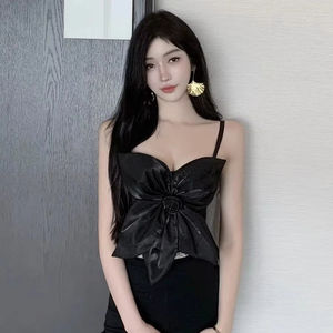 5869 # nouveau pur désir célébrité tempérament royal <span class=keywords><strong>soeur</strong></span> satin jarretelle fleur en trois dimensions minceur polyvalent <span class=keywords><strong>gilet</strong></span> haut - Product Image 4