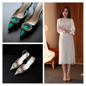 Top Selling 2025 New Buckle Strap Slingback Wedding Shoes Unique Luxury <b>Heels</b> for Ladies Shoes - Product Image 6