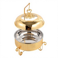 Plat de service de luxe doré 10L RRR HUAXIN-CD-523 moderne, chauffe-plat alimenté au combustible pour banquets d'hôtel, mariages et événements