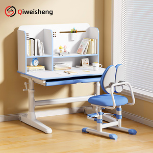 Trẻ Em Nhà Nghiên Cứu Bảng Với Bánh Xe Và Kệ Sách tựa lưng Chiều Cao Có Thể Điều Chỉnh Sinh Viên Bàn Và Ghế Gỗ Trẻ Em Đọc Sách Bảng - Product Image 1