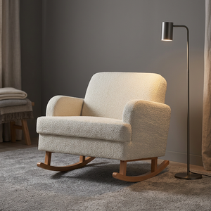 TEFFUL Nordic Modern Style Rocking Chair with <b>Stool</b> Eco-friendly Solid Wood Home Furniture <b>for</b> Bedroom and <b>Bathroom</b> Leisure - Product Image 1