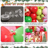 Kit d'arche de Noël, guirlande de ballons en latex rouge, rose et vert pour fête de Noël avec ballon en forme de canne à bonbons pour les fêtes