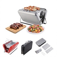 Barbecues au charbon de bois pliables portables Cowekai Easy Clean pour le camping en plein air et le jardin, en acier inoxydable