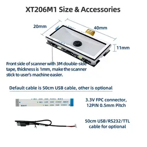 XT206M1 XTIOT Embedded 2D QR Barcode Scanner Module USB RS232 Interface For Kiosk
