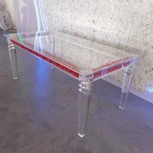 Nouvelle conception moderne, table à manger rectangulaire en acrylique transparent pour 10 personnes, en acier inoxydable, plateau en verre, mobilier d'extérieur pour mariage, hôtel - Product Image 2