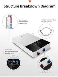 Chauffe-eau électrique instantané pour évier de cuisine 8kW-12kW Chauffage rapide en 5 <span class=keywords><strong>secondes</strong></span> Économe en énergie Contrôle WIFI - Product Image 5