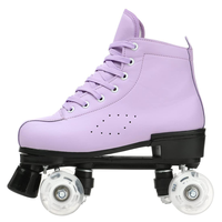 Patins à roulettes d'extérieur à 4 roues en alliage, chaussures de skate unisexes en cuir PU