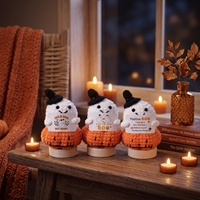 Poupée citrouille en crochet pour soutien émotionnel avec carte de message personnalisée, jouet décoratif citrouille fantôme d'Halloween, poupée amigurumi en crochet personnalisée