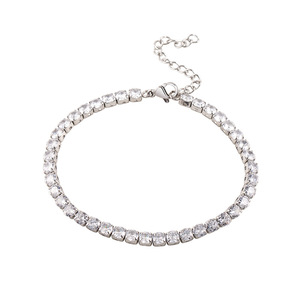 yunnique Fashion Tennis <b>Bracelet</b> 4mm Titanium Steel Zircon Channel Setting Adjustable Unisex Jewelry - Product Image 5
