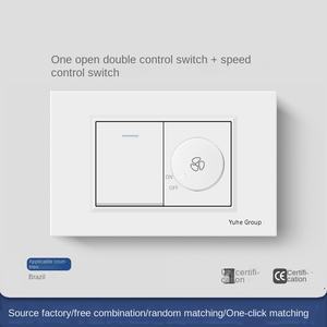 Interrupteur mural allemand et prise de type 118, panneau PC 1/2/3/4 voies, 1/2 interrupteur ouvert - Product Image 5