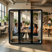 Cabine de réunion acoustique moderne de luxe, mobilier de bureau commercial préfabriqué, cabine de bureau insonorisée modulaire pour 4 à 6 personnes