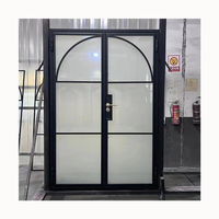 Modèles de portes métalliques à double porte en fer forgé pour l'entrée principale de la maison avant noire