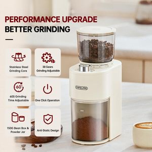 เครื่องบดกาแฟ CAFELFFE แบบกรวย บดเมล็ดกาแฟอัตโนมัติ ใบมีดสแตนเลส 420  ตัวเครื่องพลาสติก ใช้ในบ้าน ครัว และสำนักงาน - Product Image 3