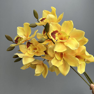 Flores Artificiales <span class=keywords><strong>de</strong></span> Cymbidium Grandes, <span class=keywords><strong>de</strong></span> Alta Calidad, Decorativas, para Hogar, Bodas, Centros Comerciales, Fotografía al Aire Libre, Planta Decorativa - Product Image 4