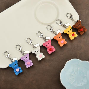 뜨거운 판매 국경 3 차원 비숑 개와 곰 펜던트 수지 몰려 PVC DIY 열쇠 고리 - Product Image 5