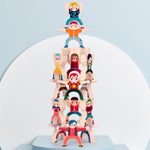 Muestra <span class=keywords><strong>gratis</strong></span> juguetes apilables de madera circo Hercules compañía acrobática bloques de construcción de equilibrio rompecabezas de Madera Juguetes apilables - Product Image 6