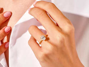 Anelli di Coppia <span class=keywords><strong>Solitario</strong></span> in <span class=keywords><strong>Argento</strong></span> Sterling S925 con Diamante Moissanite VVS1 di Alta Moda per Fidanzamento e Matrimonio - Product Image 4